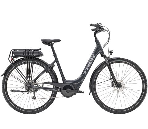 Trek Verve+ 1 Lowstep elcykel med Bosch motor - Solid Charcoal - Kibæk Cykler