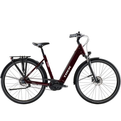 Trek District+ 4 - Cobra Blood - elcykel med lav indstigning, 600 Wh batteri, remtræk - Kibæk Cykler