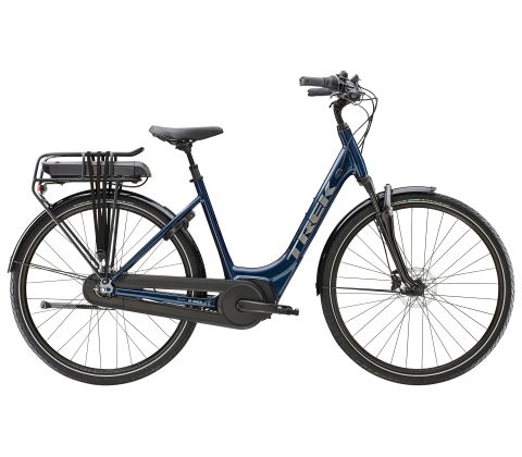 Trek District+ 2 Lowstep elcykel med Bosch motor - Mulsanne Blue - Kibæk Cykler