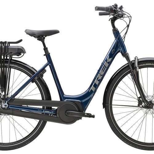 Trek District+ 2 Lowstep elcykel med Bosch motor - Mulsanne Blue - Kibæk Cykler