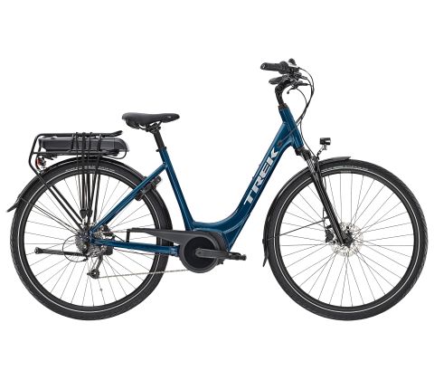 Trek Verve+ 1 Lowstep elcykel med Bosch motor - Dark Aquatic - Kibæk Cykler