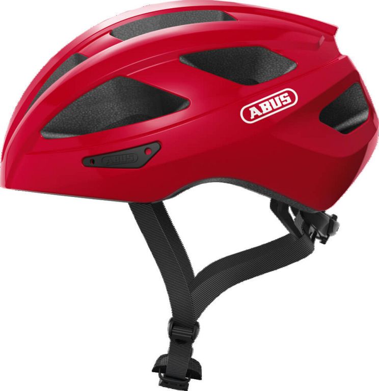 Abus Macator - Blaze Red - Køb billig cykelhjelm hos Kibæk Cykler