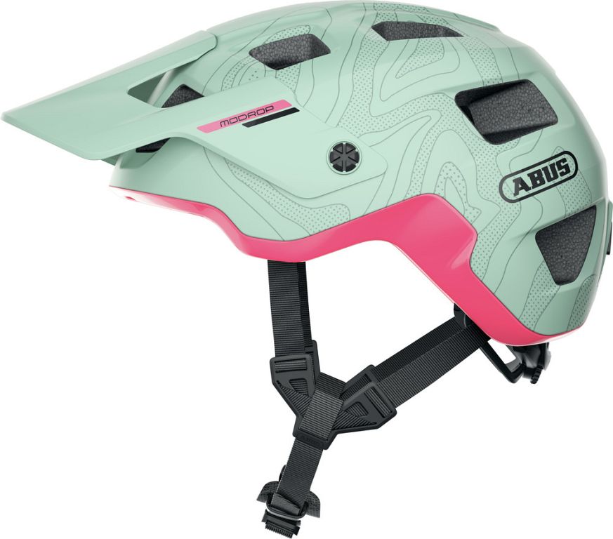 Abus MoDrop MTB cykelhjelm - Iced Mint - grøn - rosa - Kibæk Cykler