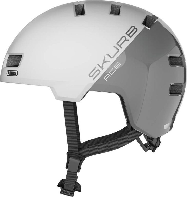 Abus Skurb Ace Silver White skater cykelhjelm - Kibæk Cykler
