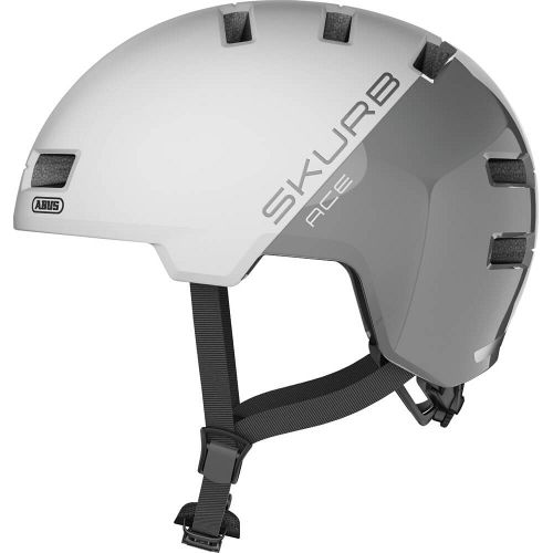 Abus Skurb Ace Silver White skater cykelhjelm - Kibæk Cykler