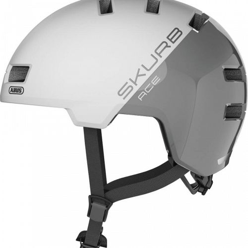 Abus Skurb Ace Silver White skater cykelhjelm - Kibæk Cykler