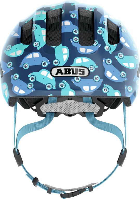 Abus Smiley 3.0 LED cykelhjelm til dreng - Blue Car - blå - Kibæk Cykler