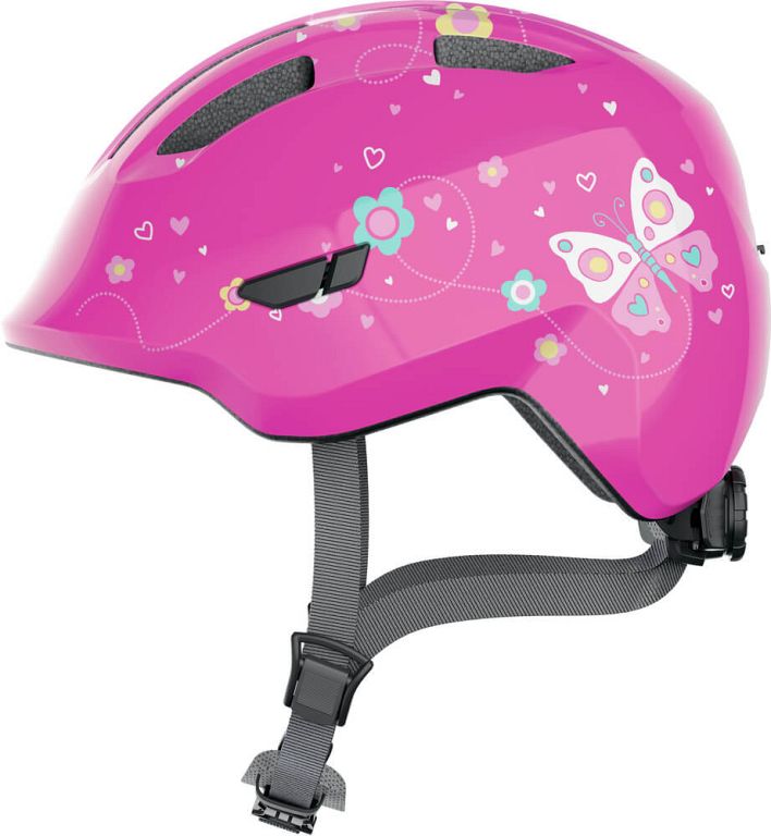 Abus Smiley 3.0 cykelhjelm til pige - Pink Butterfly - Kibæk Cykler