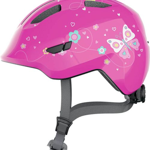 Abus Smiley 3.0 cykelhjelm til pige - Pink Butterfly - Kibæk Cykler