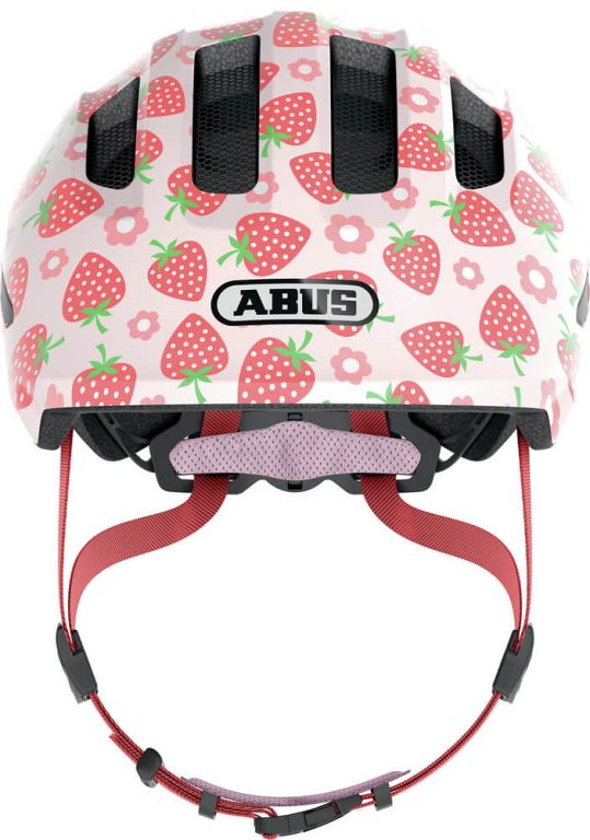 Abus Smiley 3.0 LED cykelhjelm til pige - Rose Strawberry - pink -  Kibæk Cykler