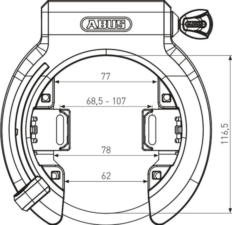 Abus Granit XPlus™ 6950M ringlås - justerbar bredde - Kibæk Cykler
