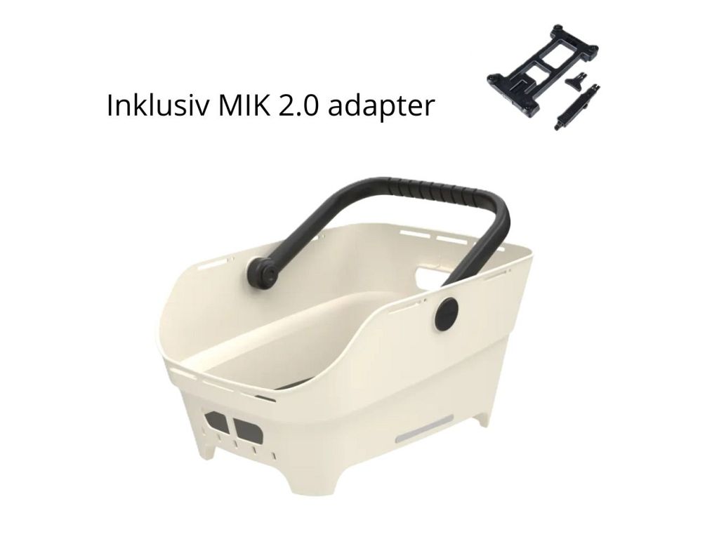 Basil Cento Neo plastik cykelkurv med MIK 2.0 til bagagebærer - Off White - Kibæk Cykler