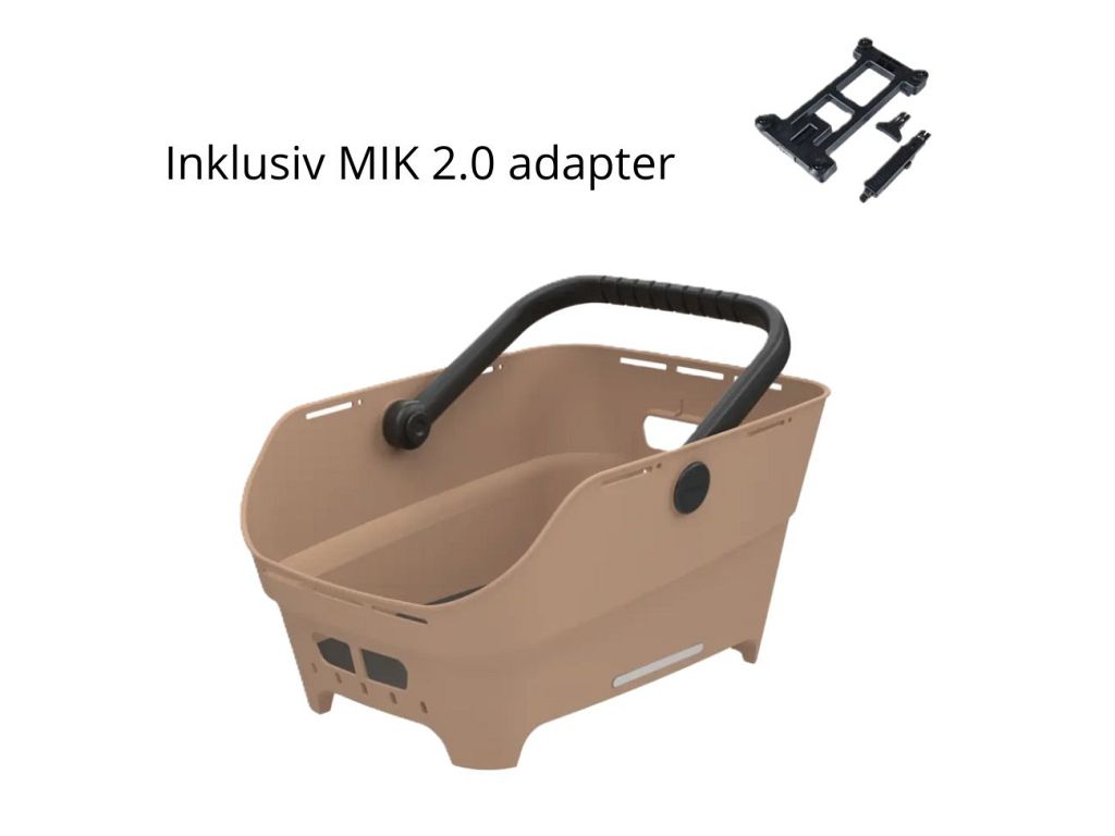 Basil Cento Neo plastik cykelkurv med MIK 2.0 - Sandfarvet - Kibæk Cykler
