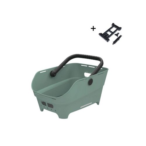Basil Cento Neo cykelkurv til bagagebærer - MIK 2.0 beslag - Silver Green - Kibæk Cykler