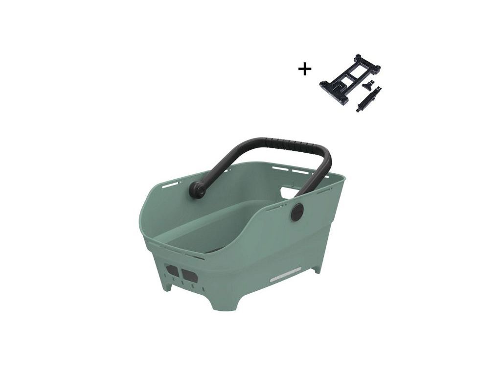 Basil Cento Neo cykelkurv til bagagebærer - MIK 2.0 beslag - Silver Green - Kibæk Cykler