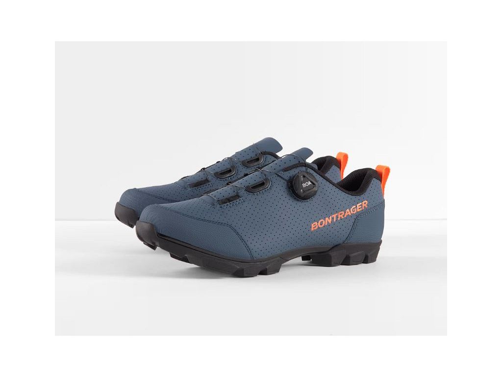 Bontrager Evoke Mountain cykelsko til MTB - Battleship Blue/Radioactive Orange - Kibæk Cykler