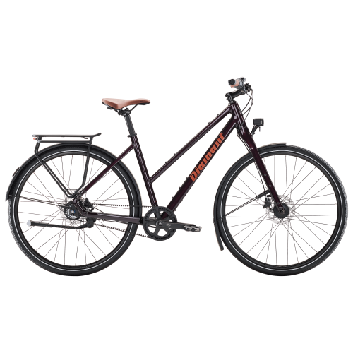 Diamant Mahon Style Plus Midstep citybike - Schwarzkirsch Metallic - Kibæk Cykler