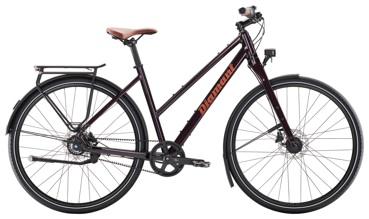 Diamant Mahon Style Plus Midstep citybike - Schwarzkirsch Metallic - Kibæk Cykler