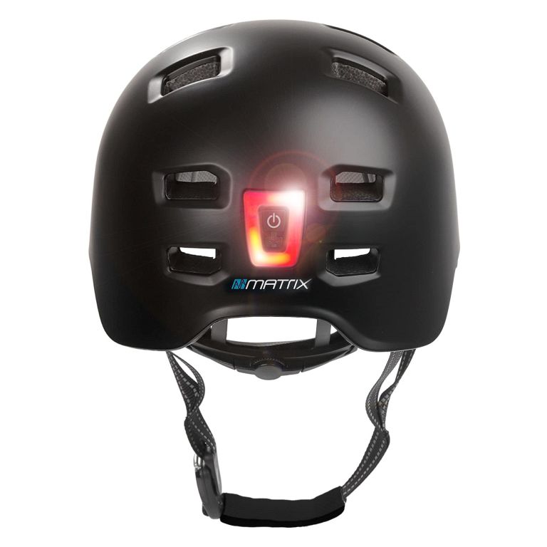Matrix Lumen cykelhjelm med forlys og baglys - sort  - Kibæk Cykler