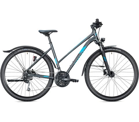 Morrison X 2.0 Trapez hybridcykel til dame - grå blå - Kibæk Cykler