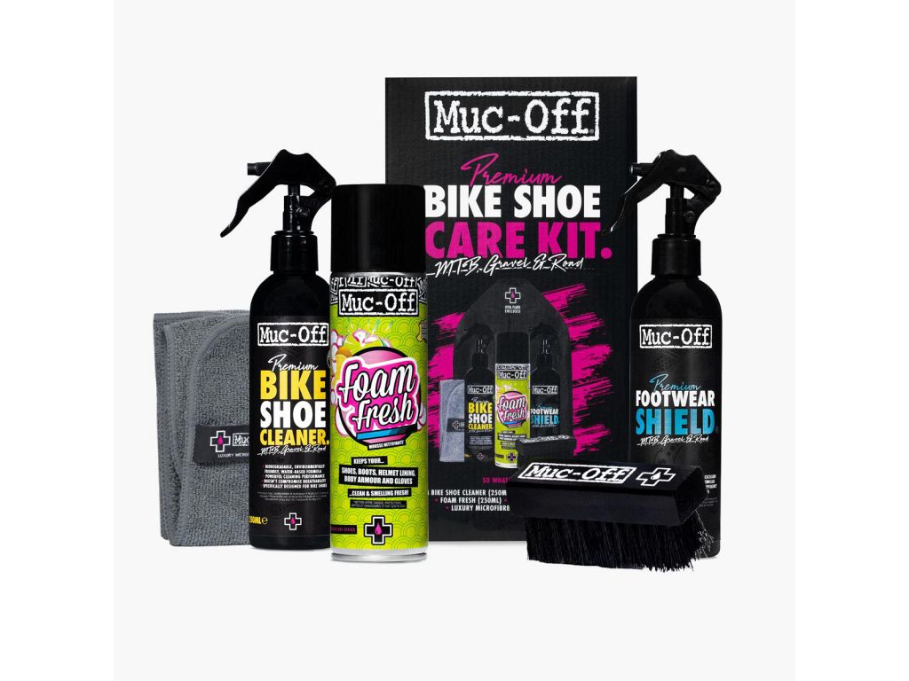 Muc-Off Premium Shoe Kit - plejesæt med 6 dele til cykelsko - Kibæk Cykler