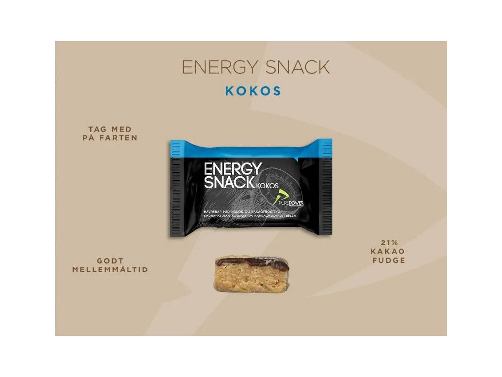 Purepower Energy Snak energibar med kokus smag - Kibæk Cykler