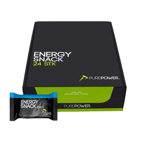 Purepower Energy Snak energibar med kokus smag kasse med 24 stk - Kibæk Cykler