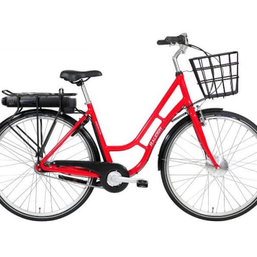 Raleigh Darlington E - billig elcykel med forhjulsmotor - rød - Kibæk Cykler