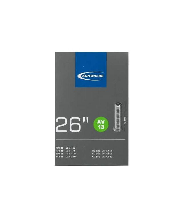 Schwalbe AV13 slange 26x1,50-2,40 med 40 mm autoventil - Kibæk Cykler