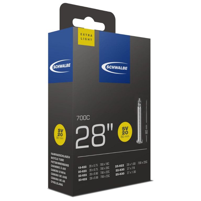 Schwalbe SV20 Extra Light racerslange - 700x18-25C - 80 mm ventil - Kibæk Cykler