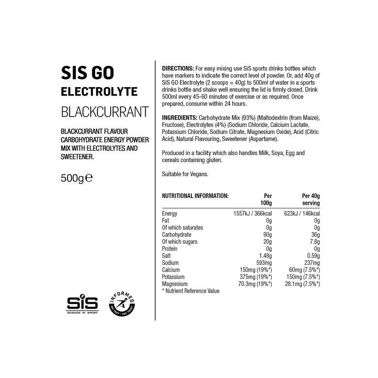 SIS Go Energy + Electrolyte - Solbær - 1,6 kg - Kibæk Cykler