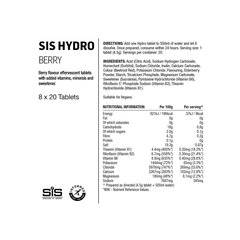 SIS Go Hydro tabs - elektrolyt drik - bær smag - Kibæk Cykler