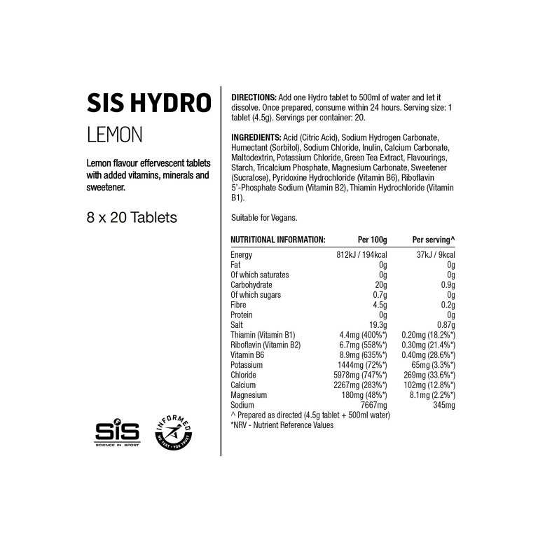 SIS Go Hydro tabs - elektrolyt drik med citron - Kibæk Cykler