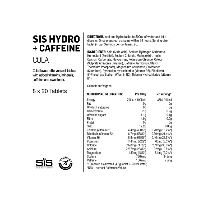 SIS Go Hydro tabs - elektrolyt drik - Cola og koffein - Kibæk Cykler