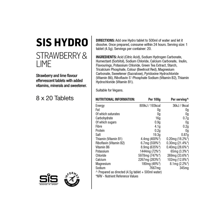 SIS Go Hydro tabs - elektrolyt drik - Jordbær & Lime - Kibæk Cykler
