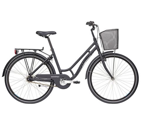 Black Winther 250 Granny 26'' pigecykel med kurv - sort - Kibæk Cykler