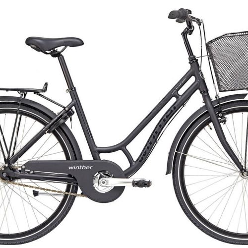 Black Winther 250 Granny 26'' pigecykel med kurv - sort - Kibæk Cykler